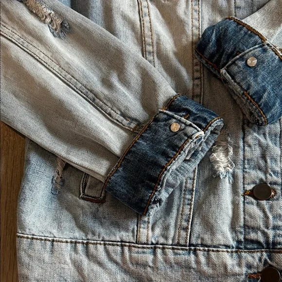 Kut from the Kloth Light Blue Distressed Jean Jacket - Picture 2 of 16